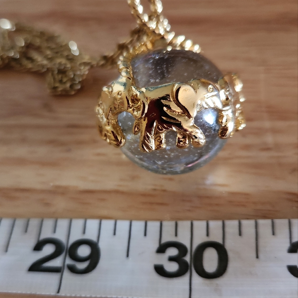 Gold Elephant Ball Necklace